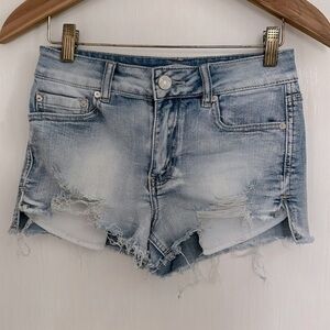 Indigo Rein High Rise Short Deconstructed Denim Shorts